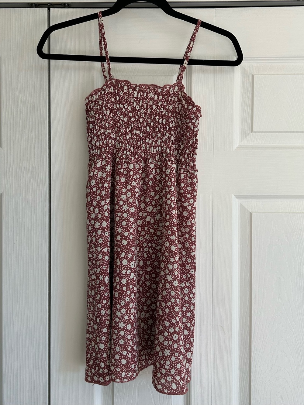 SHEIN Dusty Rose Floral Smocked sun dress size XS light for summer